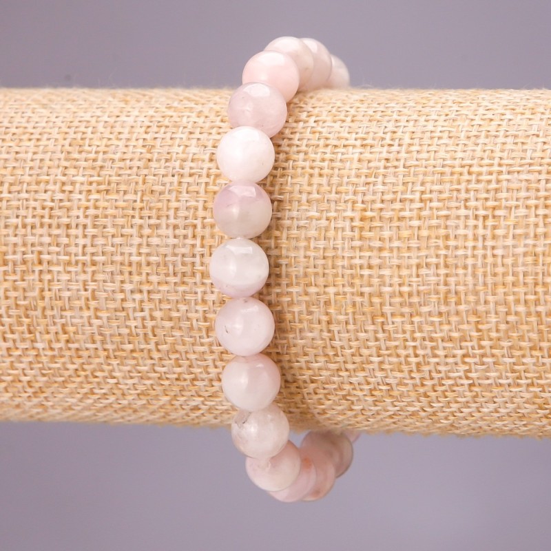 Kunzite Natural Stone Bracelet on Elastic String Smooth Beads, 8.5 mm (±), length 18 cm