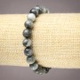 Elastic bracelet with natural stone Hawk's Eye smooth beads, diameter 8(±)mm