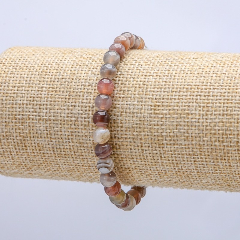 Elastic bracelet made of Botswana natural stone smooth 6mm beads, circumference 18 cm +
