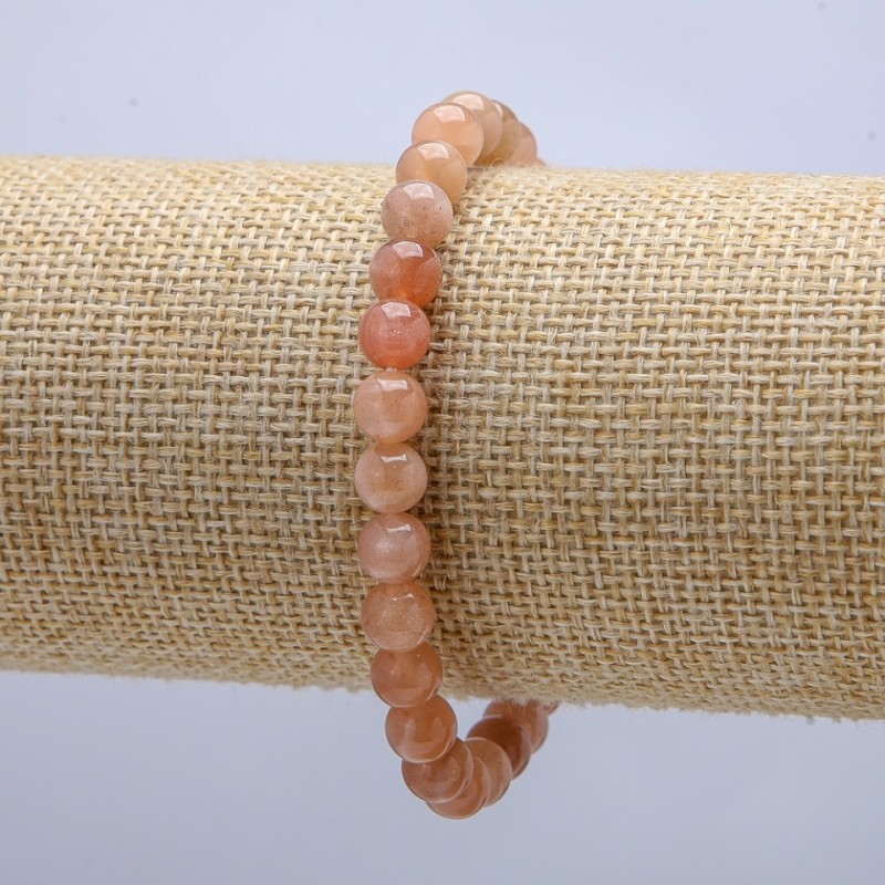 Elastic bracelet with natural selenite smooth bead, 6mm diameter, 18cm circumference +