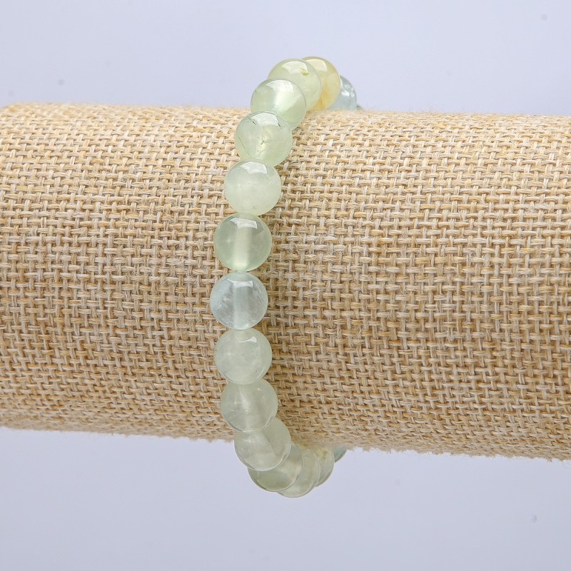 Elastic Bracelet with Prehnite Smooth Beads, 8mm diameter, 18cm length +