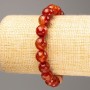 Carnelian Natural Stone Bead Bracelet, Faceted Round Beads, 10mm diameter, Stretch, 18cm length