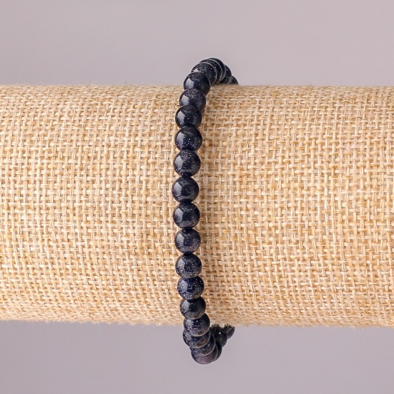 Bracelet Aventurine Night of Cairo Blue Sand on elastic smooth bead, diameter 6mm circumference 18cm
