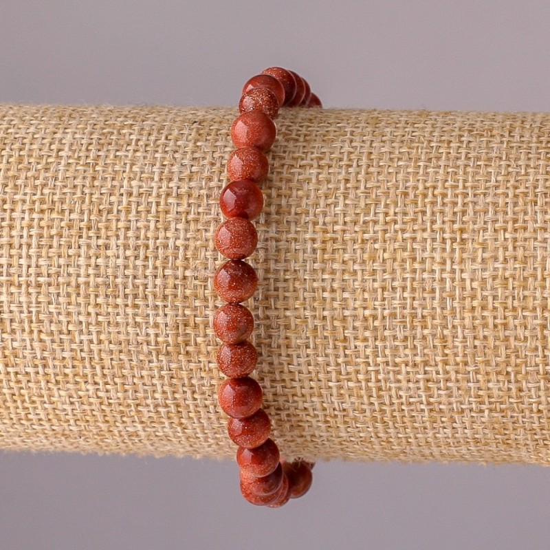 Bracelet Aventurine Golden Sand on elastic, smooth bead, diameter 6mm, circumference 18cm