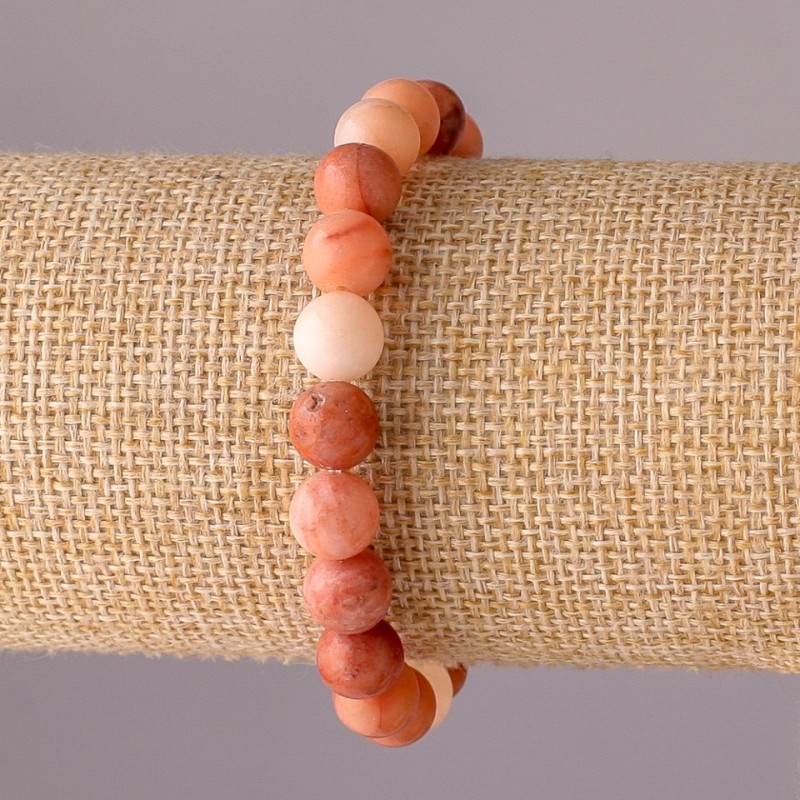 Bracelet Selenite on elastic smooth beads, diameter 8mm, circumference 18cm