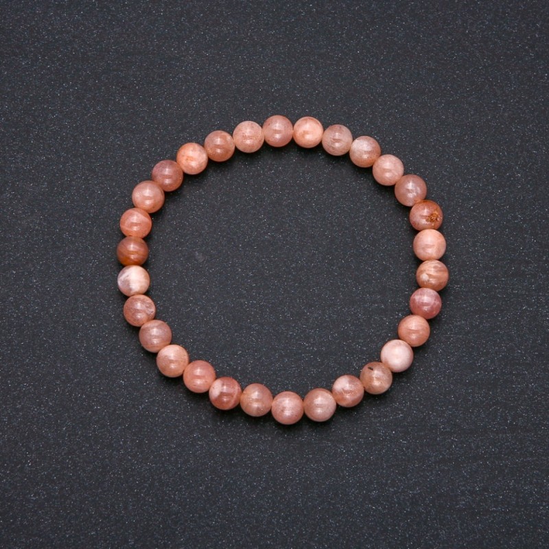 Bracelet with Natural Stone Selenite on Elastic Cord Smooth Beads, 7mm (±) diameter, 18cm circumference