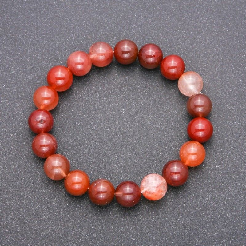 Bracelet made of natural stone Red Rutile Quartz on elastic, smooth bead, diameter 10(±)mm, length 18cm