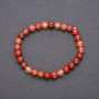 Bracelet with Natural Stone Red Rutile Quartz on Elastic Band Smooth Bead, diameter 6(±)mm, length 18cm