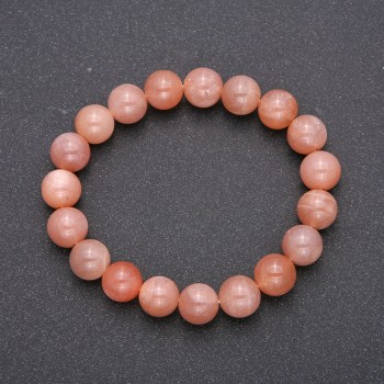 Bracelet with natural selenite on elastic cord smooth beads, diameter 10(±)mm, circumference 18cm