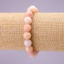 Bracelet with Natural Stone Pink Opal Smooth Bead, diameter 10(+-)mm on elastic, length 18cm