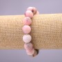 Bracelet with Natural Stone Pink Opal Smooth Bead, diameter 10(±)mm on elastic band, wrist circumference 18cm