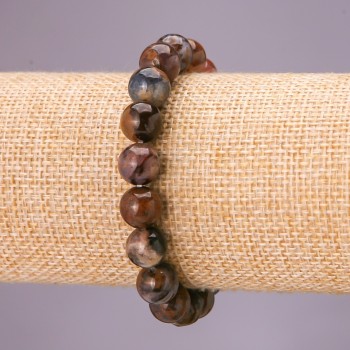 Bracelet with natural petesite on elastic cord, smooth bead, diameter 10(±)mm, circumference 18cm