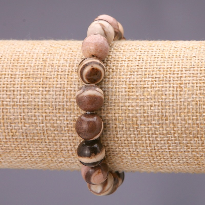 Bracelet with Natural Jasper, smooth rounds, 8(±) mm, on elastic, circumference 18 cm