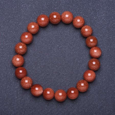 Bracelet Aventurine "Golden Sand" (synthetic) smooth bead on elastic, length 18cm, bead diameter 8mm
