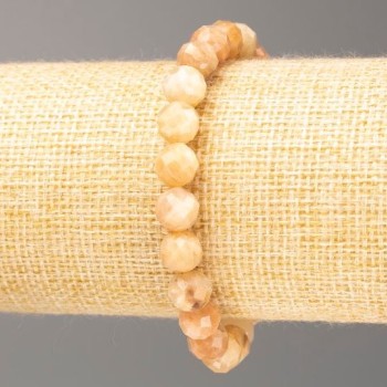 Bracelet Selenite natural gemstone faceted bead, 8mm diameter, length 18cm (stretch)