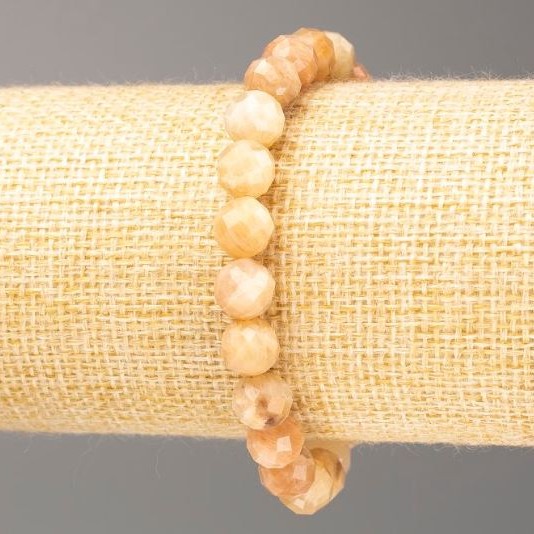 Bracelet Selenite natural gemstone faceted bead, 8mm diameter, length 18cm (stretch)