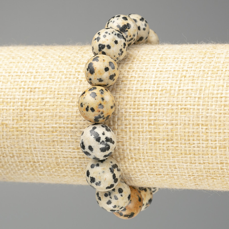 Dalmatian Jasper Bracelet (artificial acrylic) smooth bead, diameter 12.5 mm ±, length 18 cm (stretch)