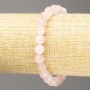 Pink Quartz Natural Stone Bead Bracelet, Faceted Round Beads 8mm ±, Length 7.1in (Stretch)