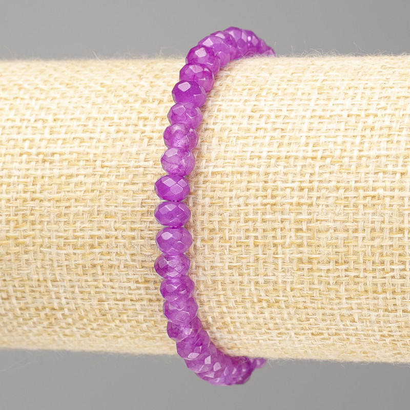Bracelet with toned artificial Amethyst light lilac faceted rondelles, diameter 6×4mm ±, length 18cm (stretch)