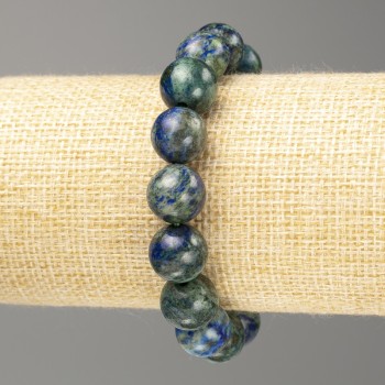 Azurite Bead Bracelet, Smooth Round Naturals, 12 mm diameter, stretchy, 18 cm long