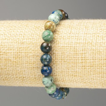 Bracelet Chrysocolla Turquoise Blue Faceted 8 mm Natural Stone, 18 cm (stretch)