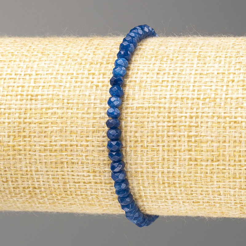 Lapis Lazuli Stone Bracelet (single) light blue faceted rondelle, diameter 4x3mm, length 18cm (stretch)