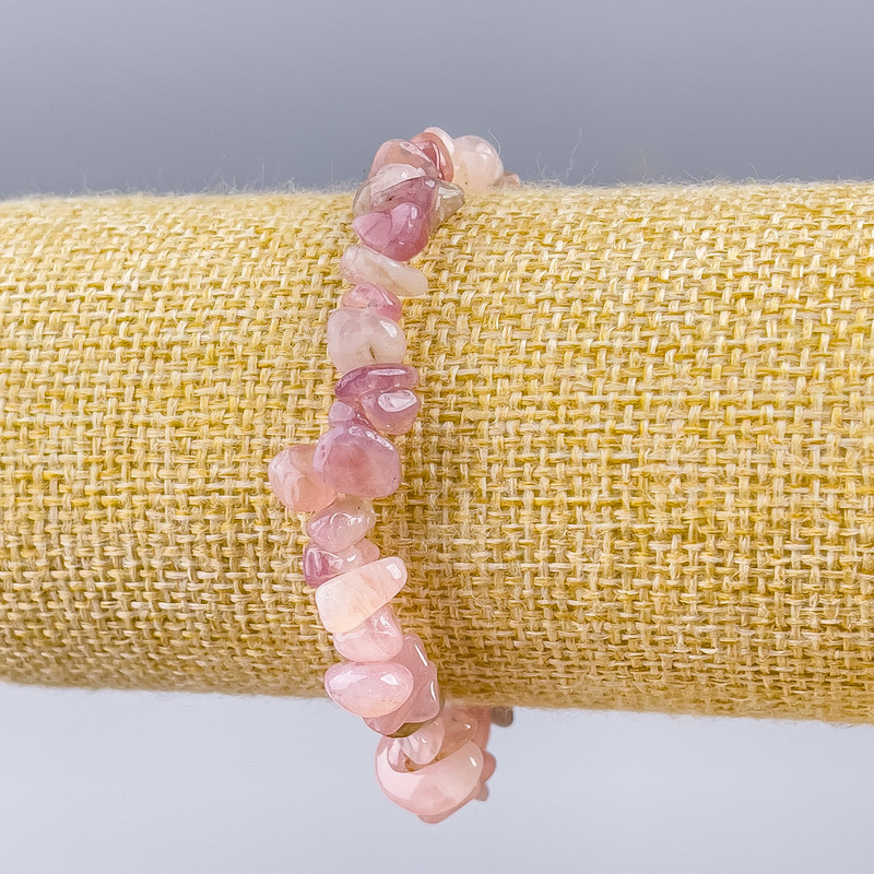 Tourmaline Quartz Natural Stone Chips Bracelet, diameter 8×3 mm, length 18 cm (stretch)