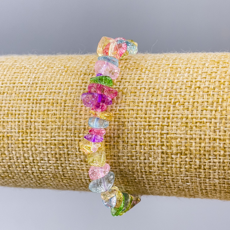 Bracelet Assorted Tiny Natural Stone, diameter 8x4mm ±, length 18cm (stretch)
