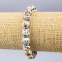 Jasper Dalmatian Bracelet (artificial acrylic) smooth bead, 10mm diameter ±, length 18cm (stretch)