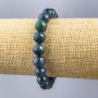 Azurite bracelet, natural stone, smooth round beads, 10mm diameter, 18cm length (stretch)