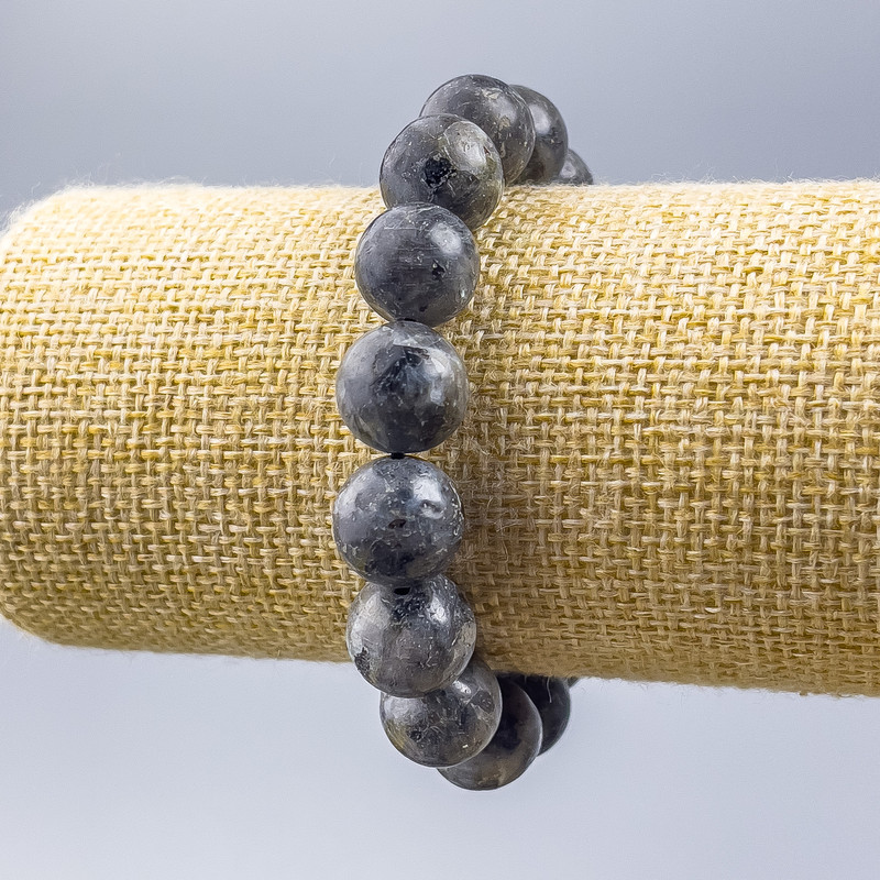 Larvikite Bracelet Smooth Bead, 12.5 mm diameter, 18 cm length (stretch)