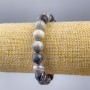 Bracelet Jasper Picasso Gray (artificial acrylic) smooth beads, diameter 10mm±, length 18cm (stretch)
