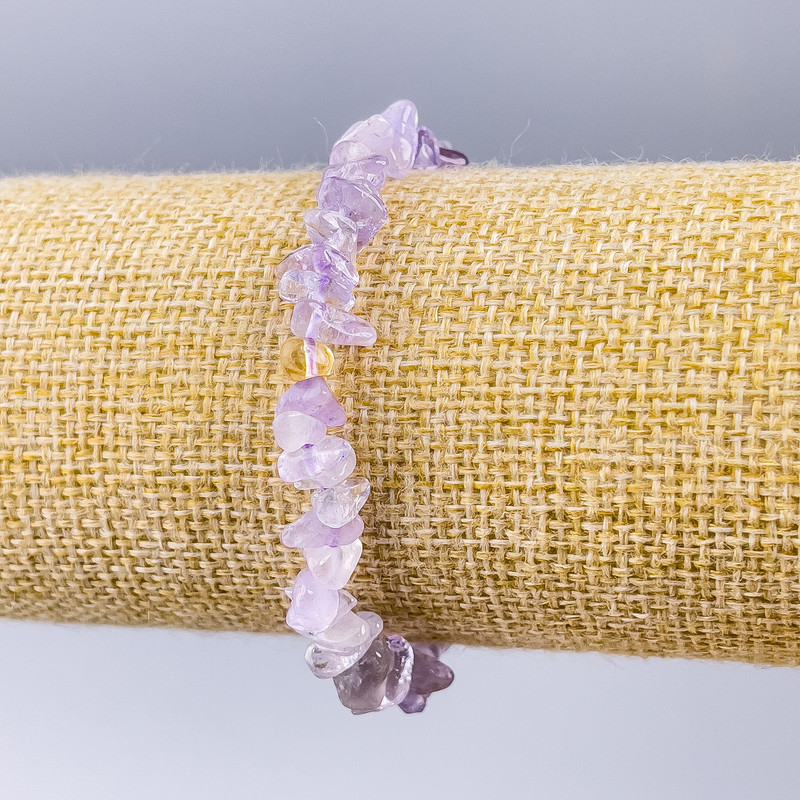 Amethyst Natural Stone Chip Bracelet, 5x2mm chips, length 18 cm (stretched)