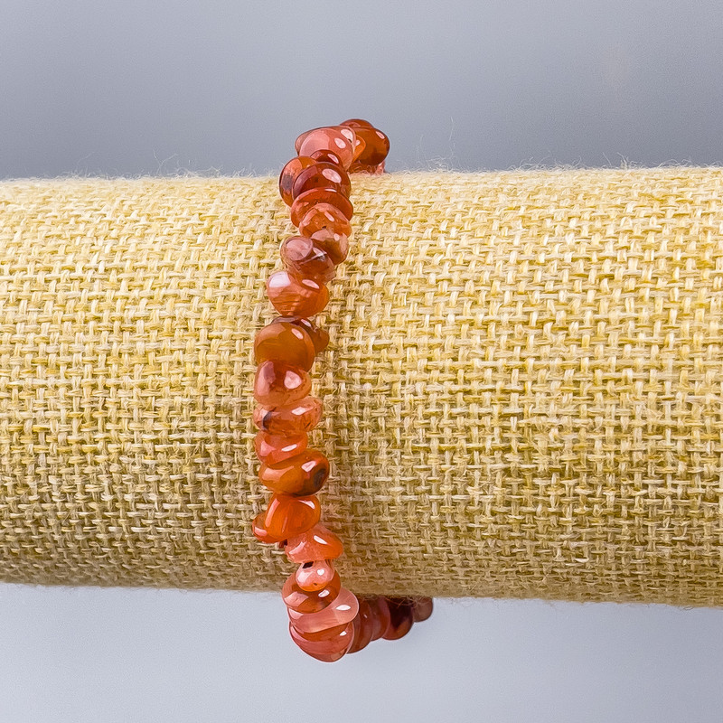 Carnelian Bracelet with Natural Stone Chip, 8x4 mm, length 18 cm (stretch)