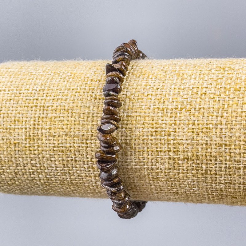 Bracelet Bronzite natural stone碎 fragment, diameter 7x2mm±, length 18cm (stretch)