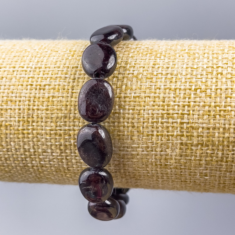 Garnet Bracelet, Natural Stone Faceted, d 12×13×7mm ±, length 18cm (elastic)