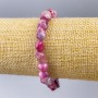 Bracelet Rubellite Tourmaline natural stone faceted, diameter 10x9mm, length 18cm (stretch)