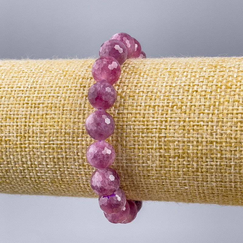 Bracelet Turmaline natural stone faceted bead, diameter 10mm±, length 18cm (stretch)