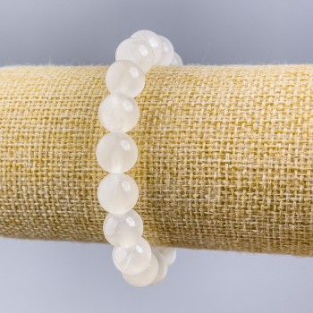 Bracelet Bilomorite natural stone smooth bead, diameter 10mm±, length 18cm (stretch)