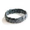 Elastic Bracelet, Black-and-White Snowflake Obsidian Apache Tears, Rectangular Stones ~11x15mm