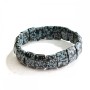 Elastic Bracelet, Black-and-White Snowflake Obsidian Apache Tears, Rectangular Stones ~11x15mm