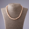 Necklace of pink freshwater smooth pearls, diameter 7x8mm L 45cm