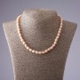 Necklace of pink freshwater smooth pearls, diameter 7x8mm L 45cm