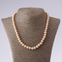 Necklace of freshwater pearls (cultured) round shape pink peach, length 47cm, diameter 8-9mm(+-)