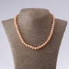 Pearl Necklace, Freshwater (cultured), round shape, pink-peach, length 42-50cm, diameter 6-7mm(±)