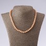 Pearl Necklace, Freshwater (cultured), round shape, pink-peach, length 42-50cm, diameter 6-7mm(±)