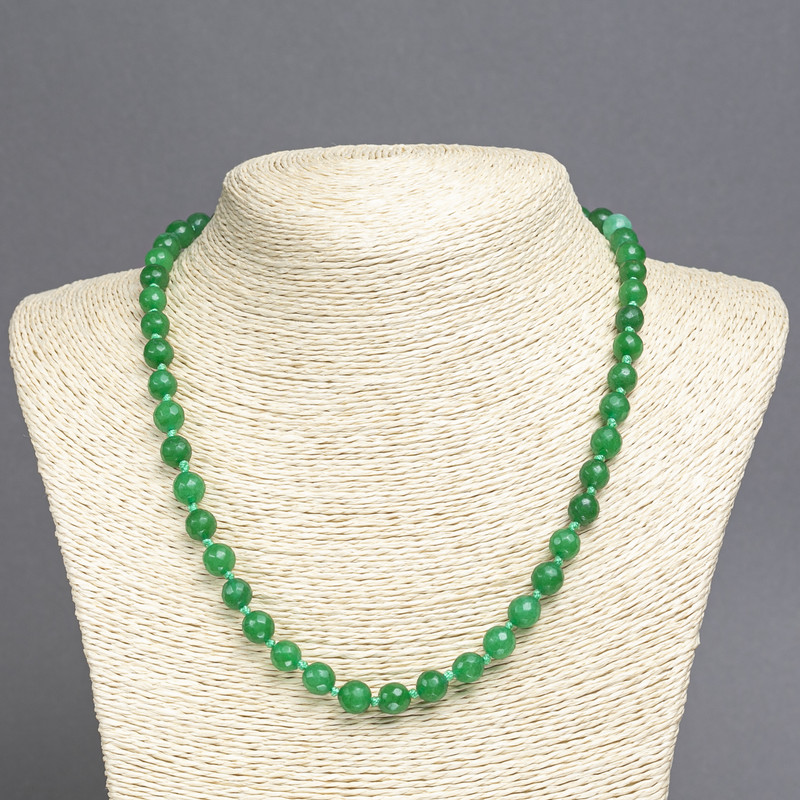 Chrysoprase Necklace (loose bead) Faceted Sphere, 7.5 mm diameter, length 45 cm