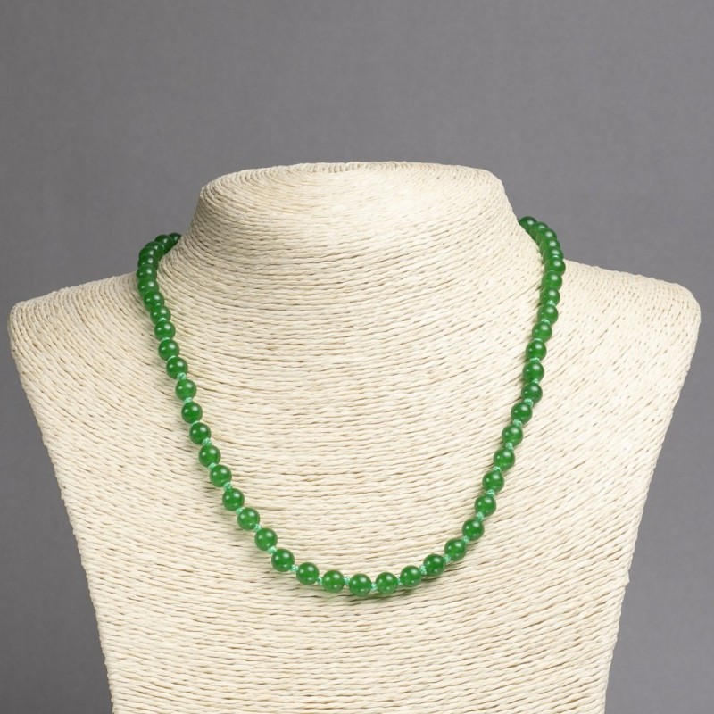 Chrysoprase Necklace with Smooth Round Beads 6mm, Length 45 cm