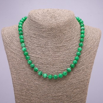 Chrysoprase Bead Necklace, total smooth round beads, diameter 8(±)mm, length 45cm