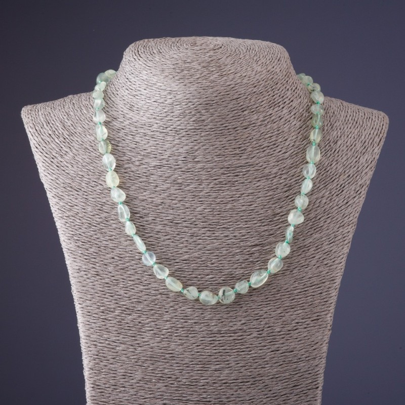 Necklace Prehnite Beaded, faceted, 6x10mm diameter, length 45cm